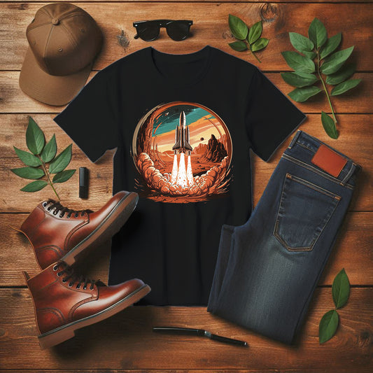 Mars or Bust Space Rocket Launch T-Shirt