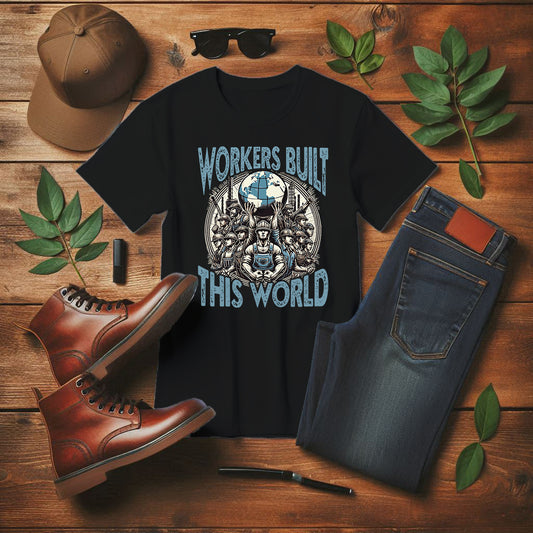 Workers Built This World Labor Power Respect Graphic Industrial T-Shirt