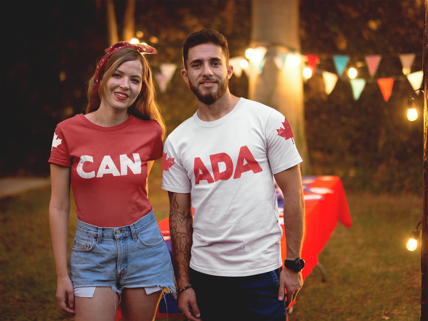 Canada Split Duo "CAN" & "ADA" - T-Shirt Set 2In1 Bundle [Red and White Only]