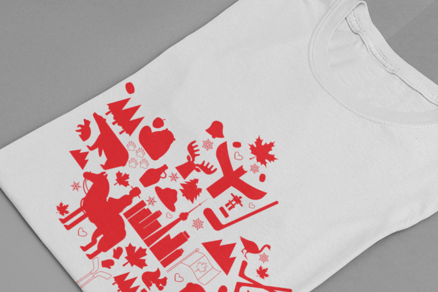 Canada Icons collage of iconic Canadian symbols Maple - Red Print T-Shirt
