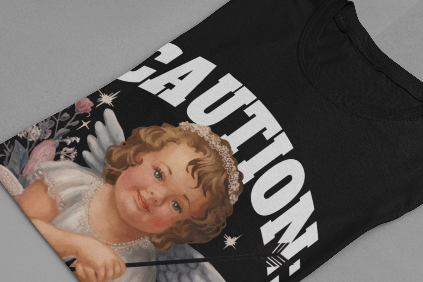 Caution: Emotionally Loaded | Little Girl Angel with Arrow Graphic T-Shirt