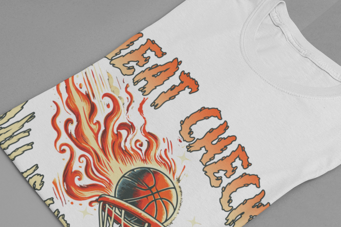 Heat Check Basketball Flames On Fire Scorch the Court Sports T-Shirt