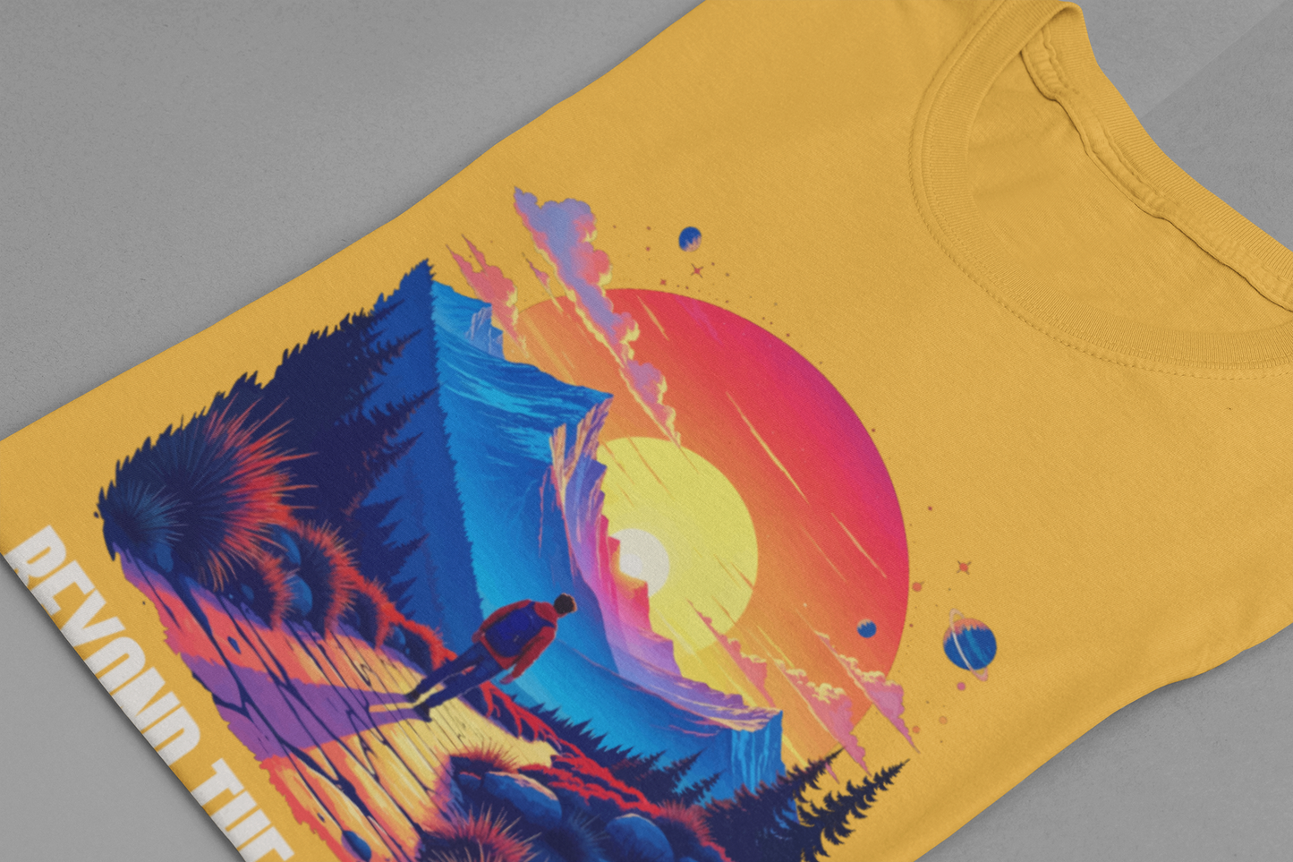Beyond the Horizon | Inspirational Sunset & Space Exploration T-Shirt