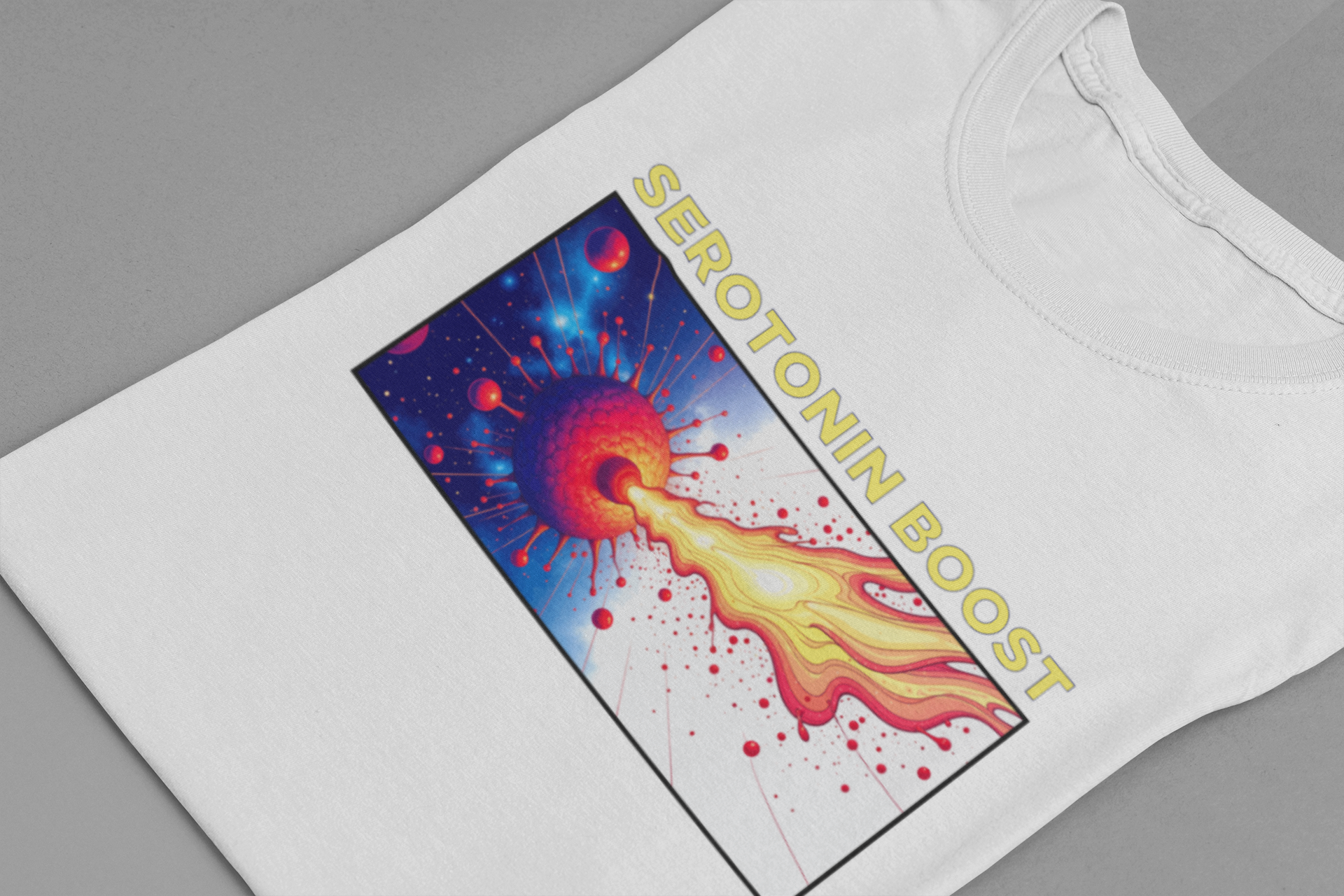 Serotonin Boost Shirt Mental Health Awareness Tee Featuring a Happy Brain and Positive Vibe for Science Lovers and Joy Seekers