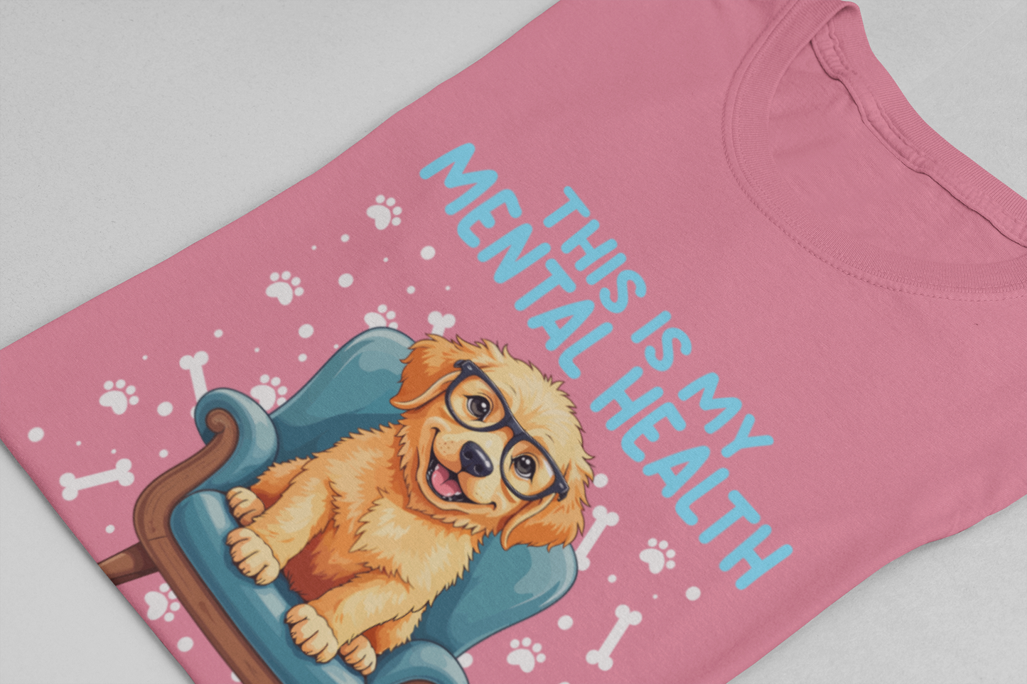 This Is My Mental Health Therapist T-Shirt – Cute Dog on Chair Graphic