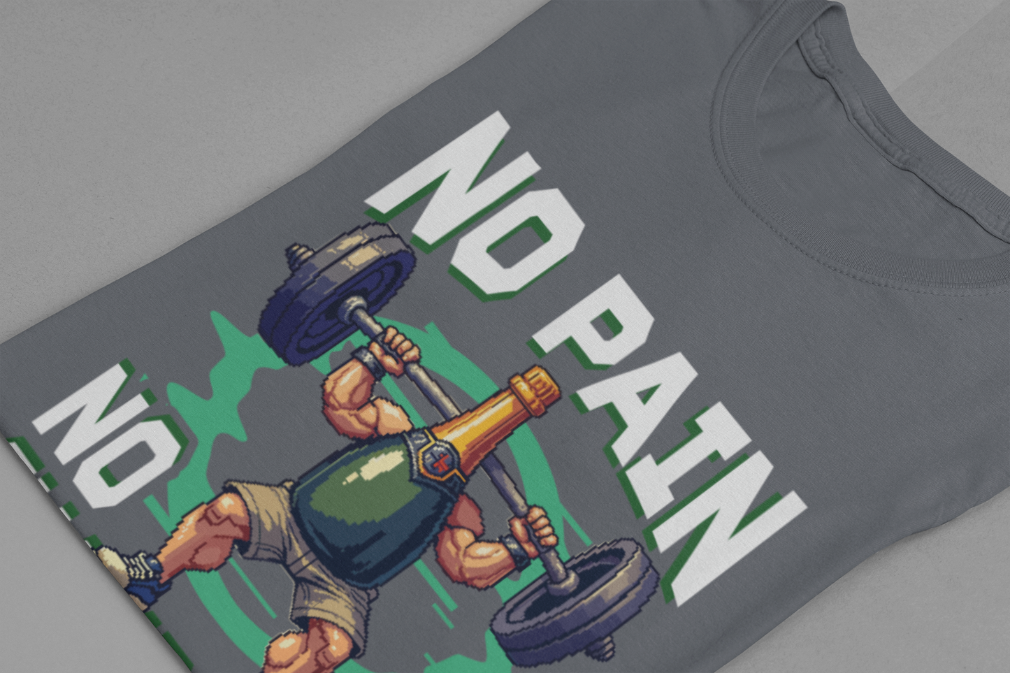No Pain No Champagne Motivational Fitness Tee for Workout Lovers Who Earn Their Bubbles with Every Squat Push and Power Move