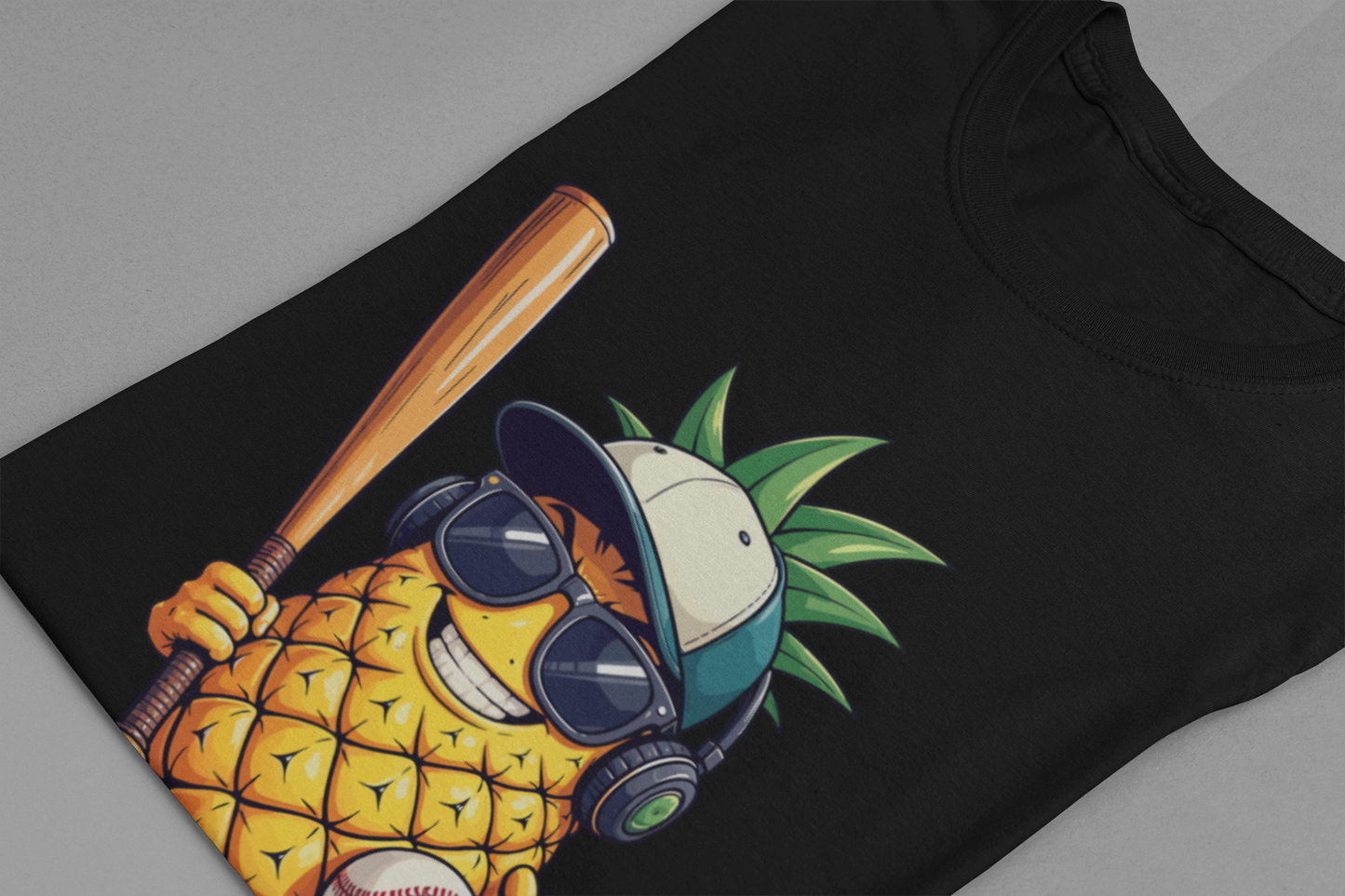 Pineapple Baseball Aggressive Mascot Tshirt Cool Fruit Sports Character