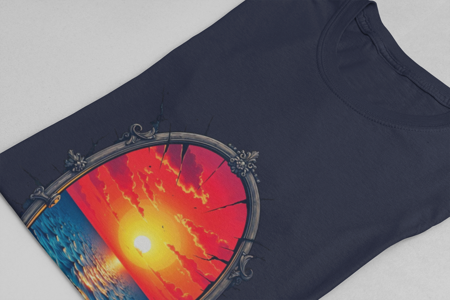 Sunset Portal T-Shirt – Ocean View Through Ornate Frame
