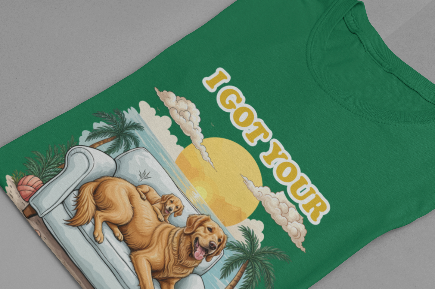 I Got Your Back Dad Tshirt Golden Retriever Father and Puppy on Couch Beach Sunset
