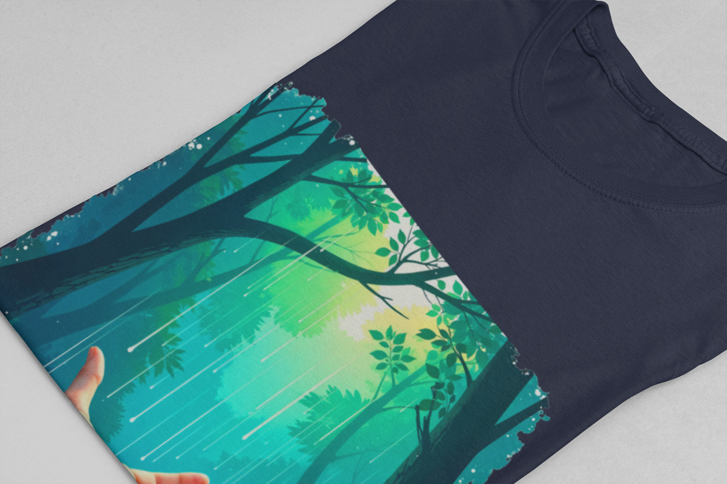 Forest Connection T-Shirt – Hand Reaching for Rain Nature Art