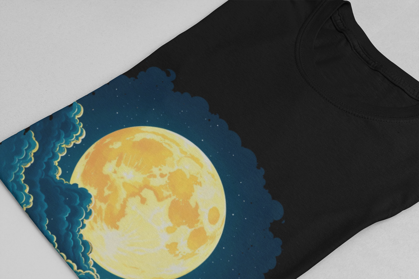 Full Moon Over Water T-Shirt – Night Sky and Clouds Graphic Tee