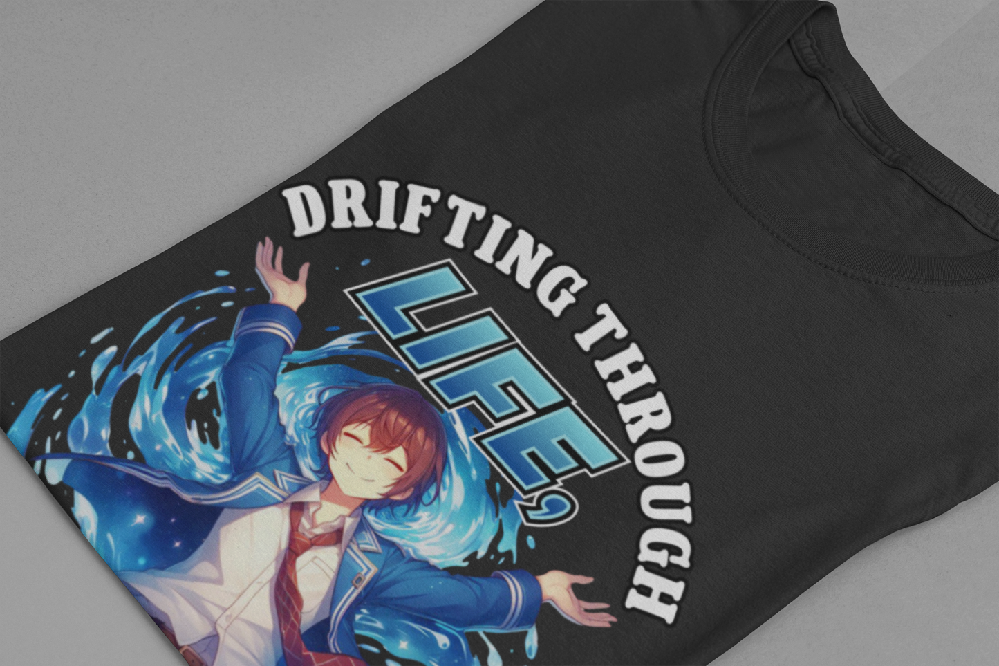 Let Go And Let Flow Shirt, Tranquil Anime Boy Tee, Water Energy Graphic T Shirt, Spiritual Release Apparel, Calm Vibes Minimalist Top