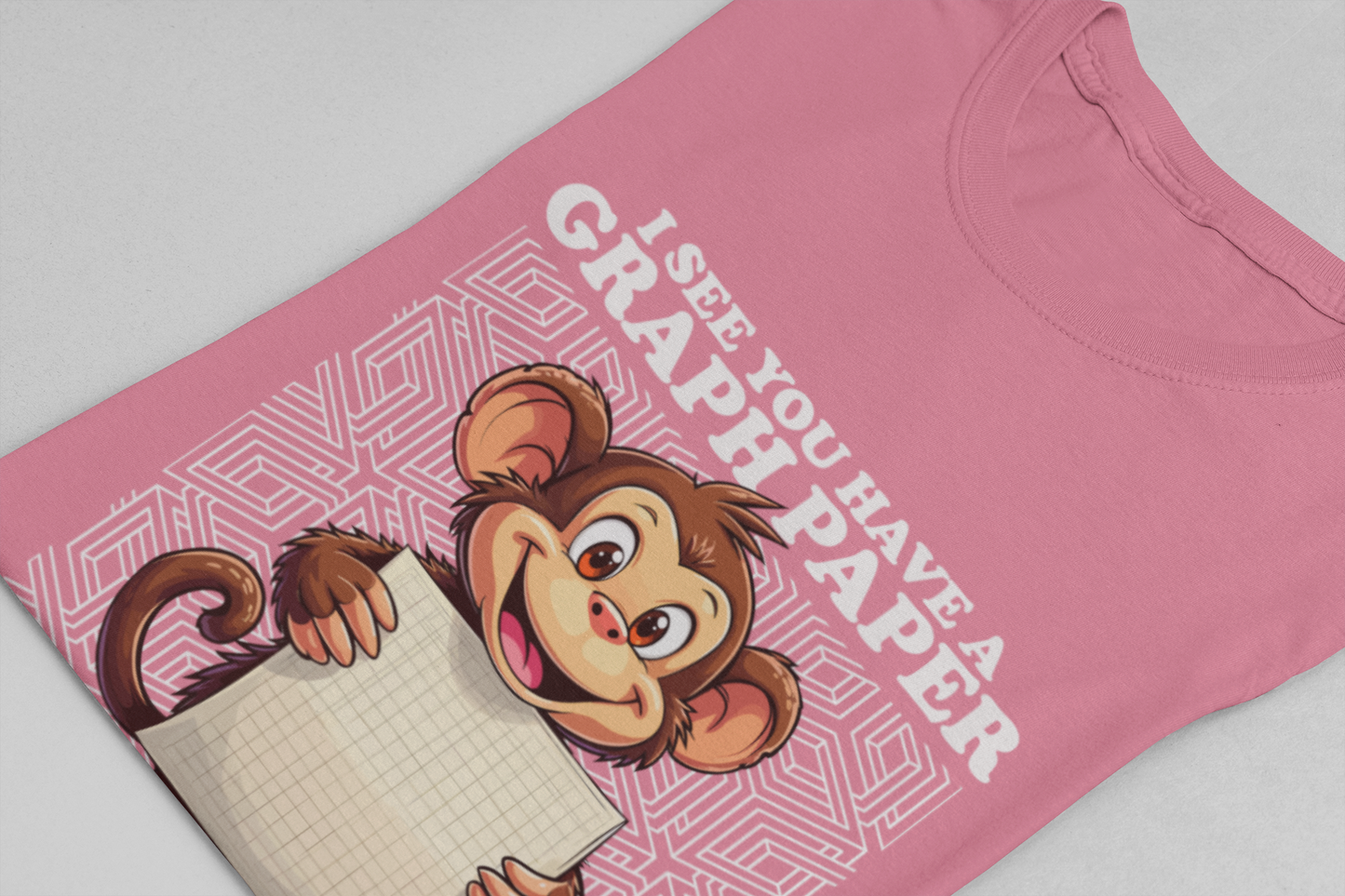 Math Humor Monkey T-Shirt – Plotting Something with Graph Paper