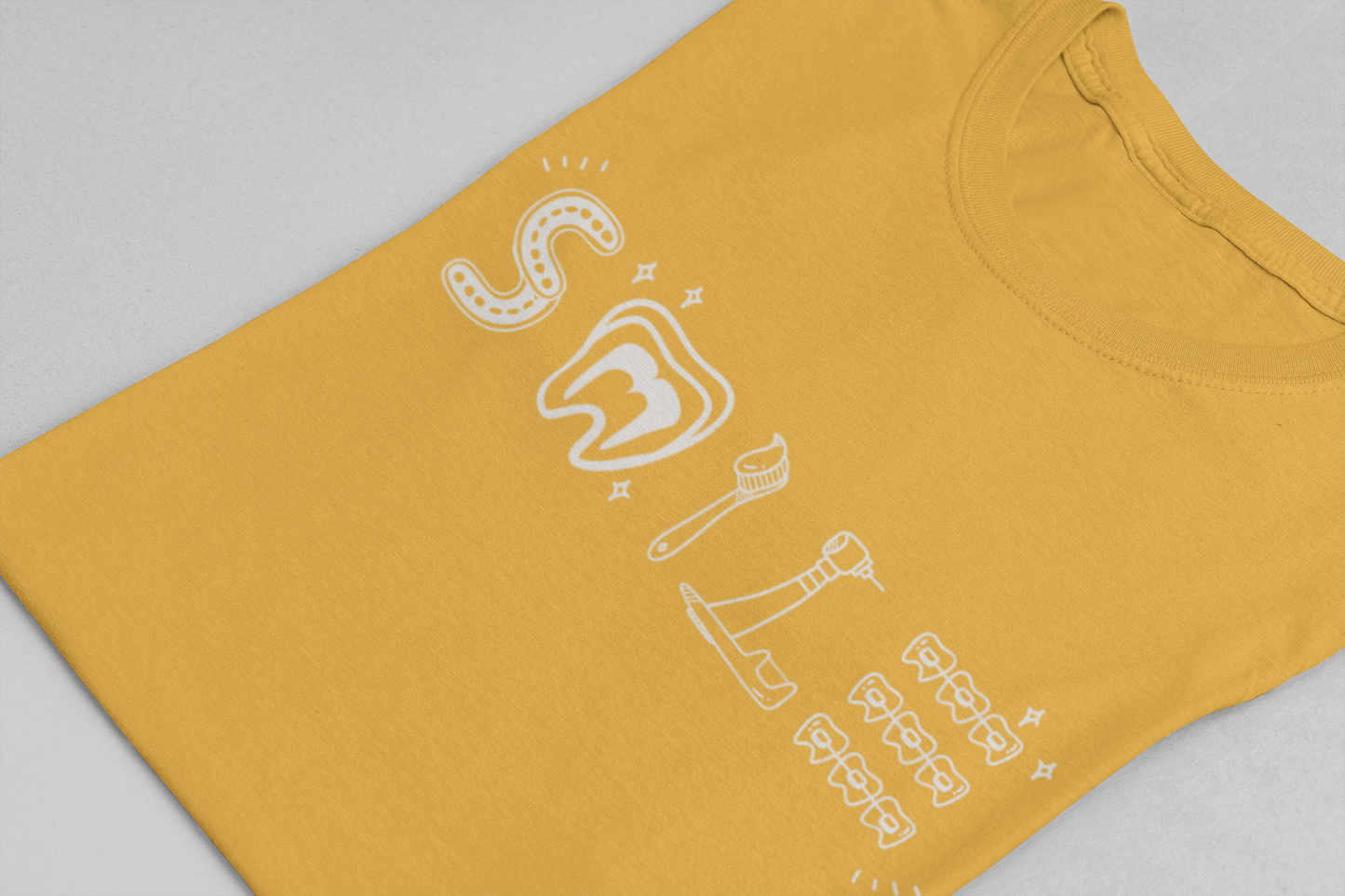 Smile TShirt Dental Cleaning Tools Art Toothbrush Floss Scaler Design