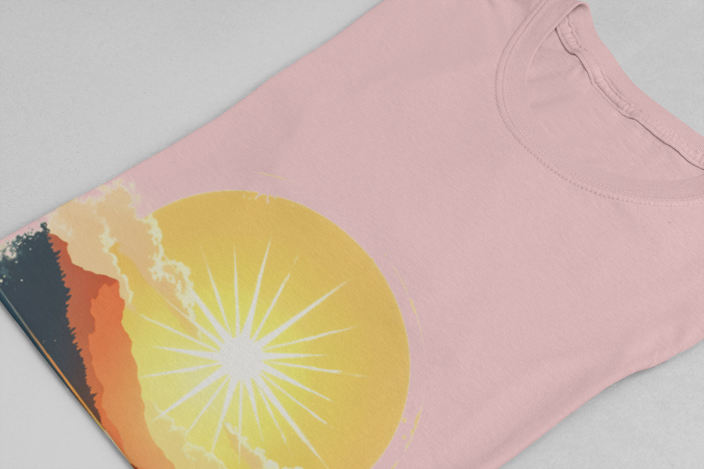 Sunset Mountain and Waterbody Landscape Graphic T-Shirt