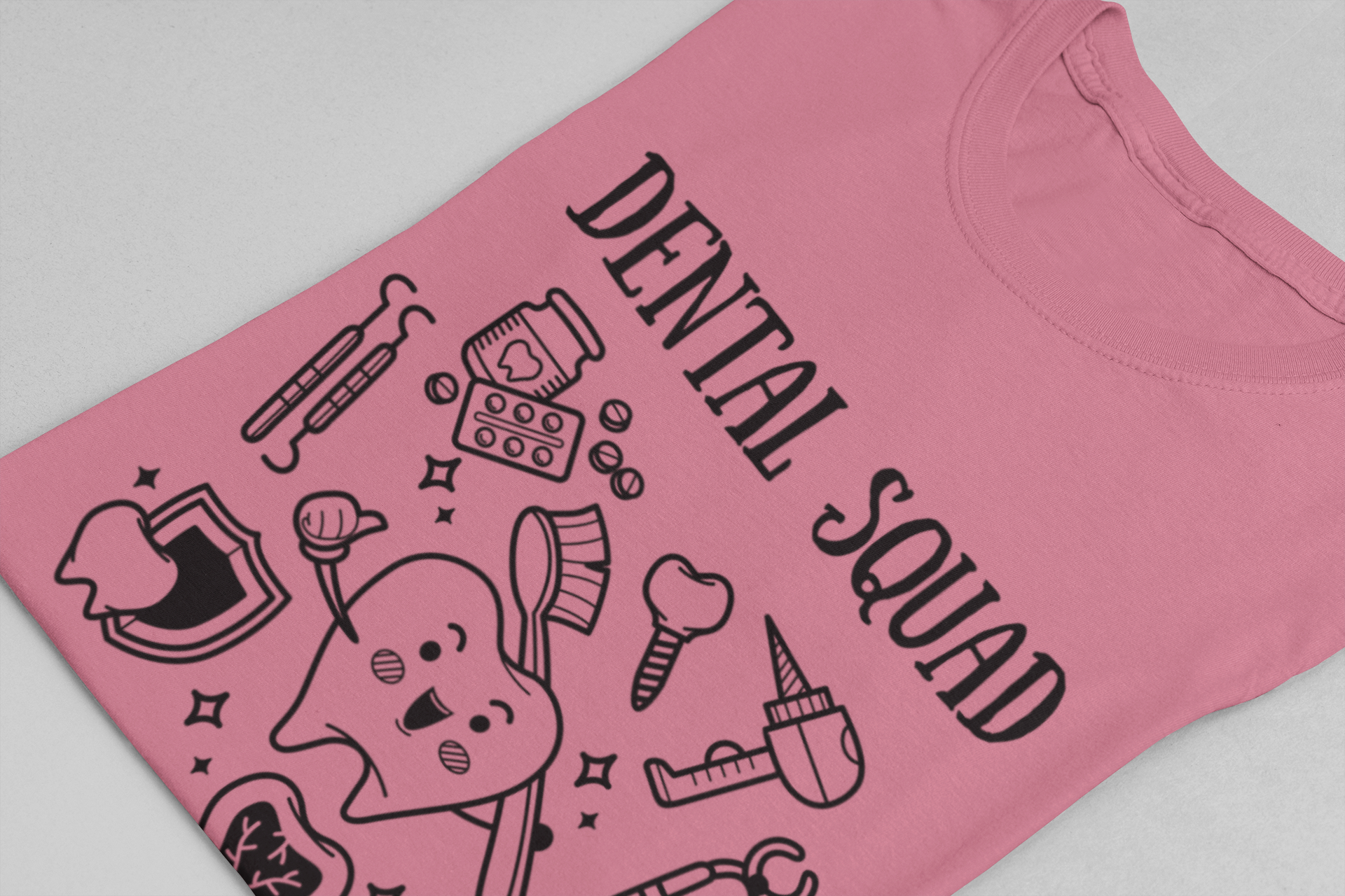 Dental Squad T Shirt Tooth Centered with Dental Tools and Brush