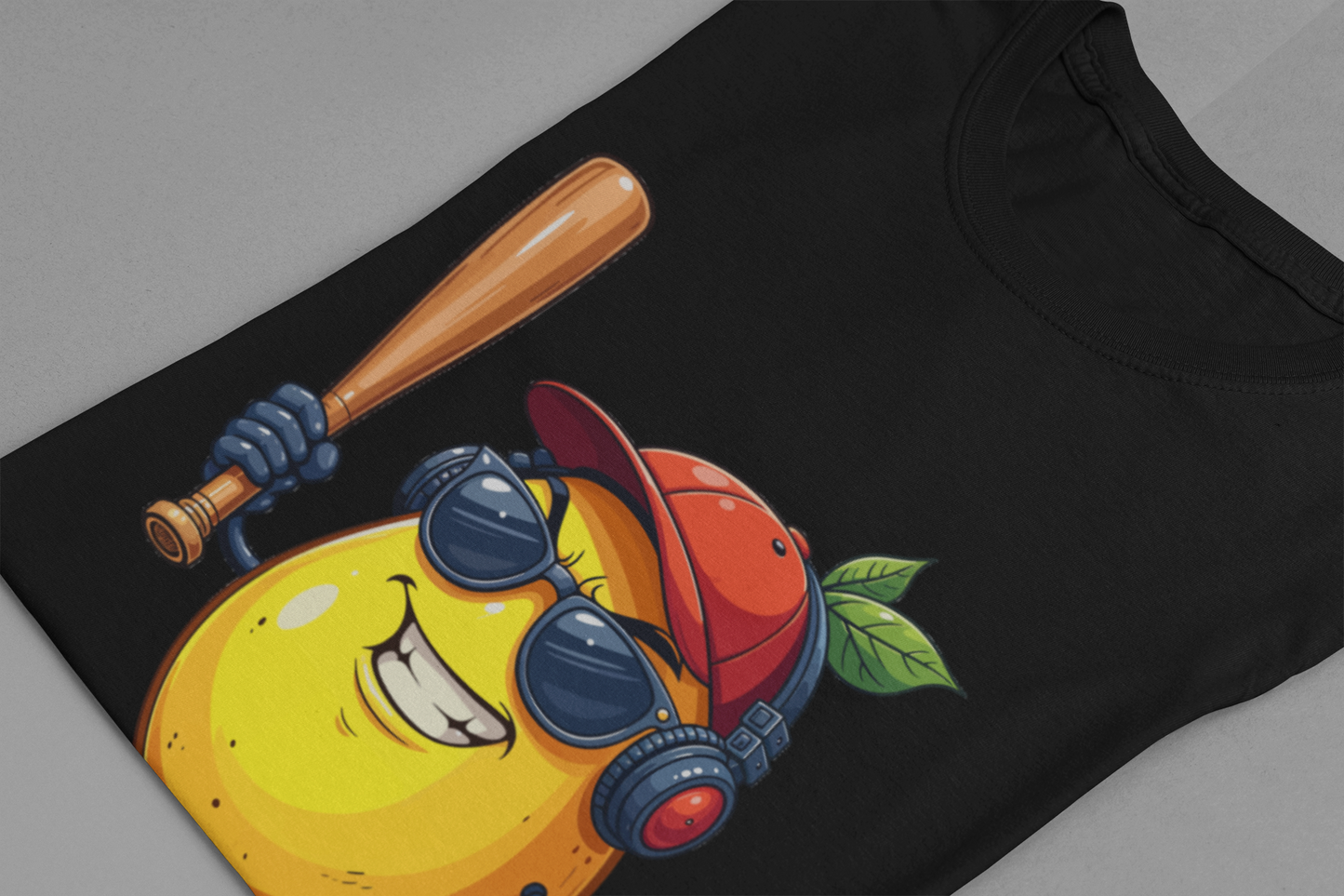 Aggressive Lemon Baseball Mascot Tshirt Bold Sports Fruit Character Design