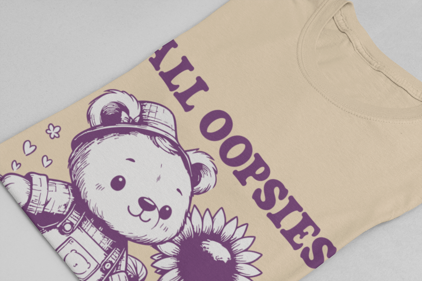 All Oopsies No Daisies T-Shirt – Cute Teddy Bear with Bucket and Flower Graphic