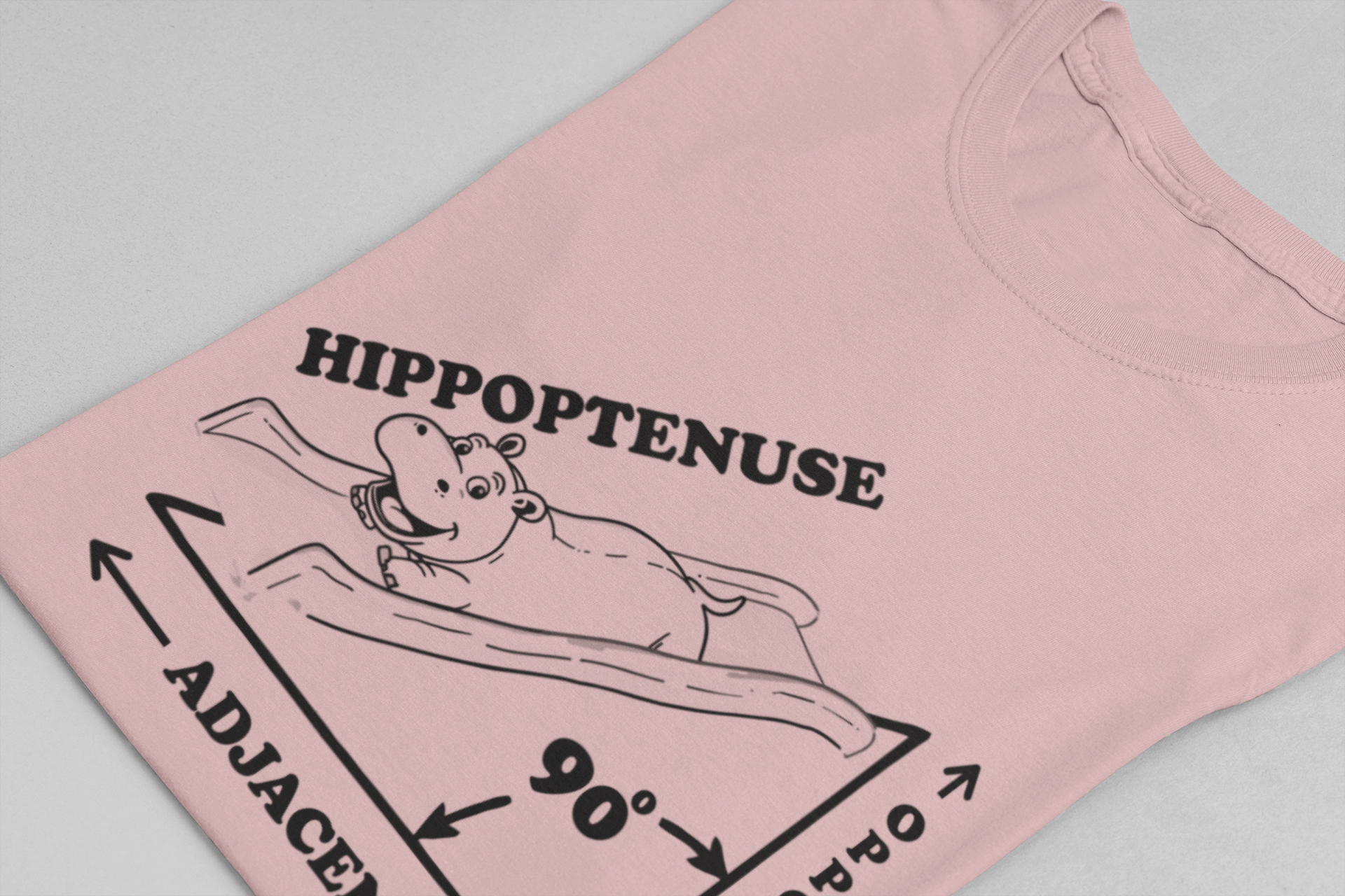 Math Joke Shirt – Hippopotenuse Hippo Right Triangle Graphic