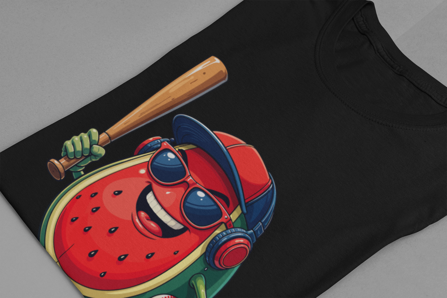 Happy Watermelon Baseball Mascot Tshirt Fun Sports Fruit Character Design
