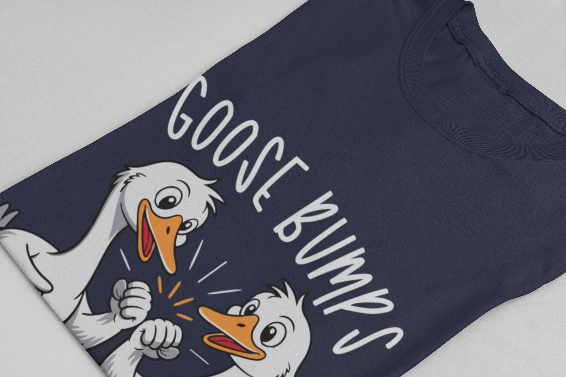 Goose Bumps Funny T-Shirt – Two Geese Fist Bump Cartoon Graphic Tee