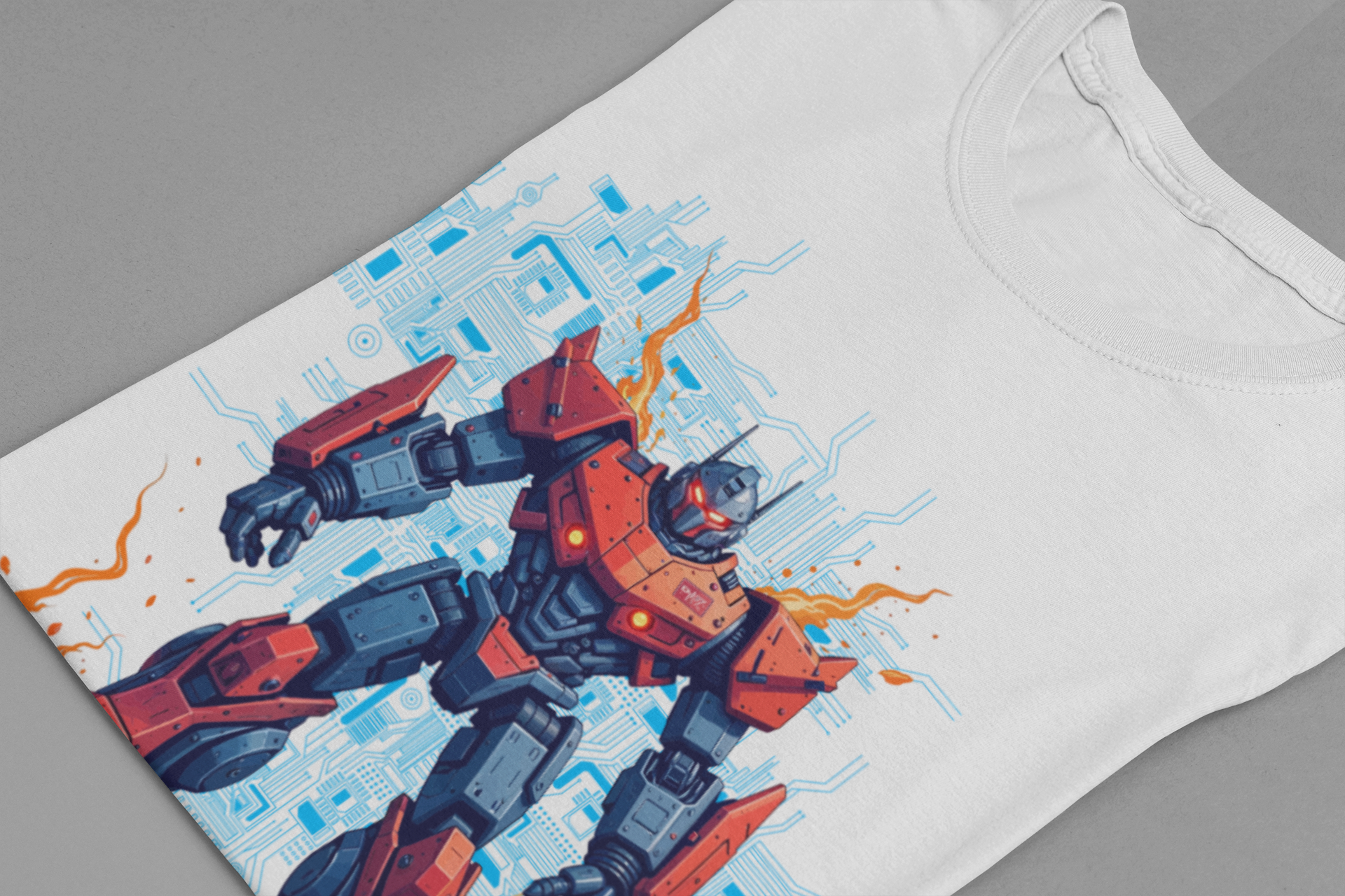 Ready for Anything – Robot Transformer on Fiery Ground Graphic T-Shirt