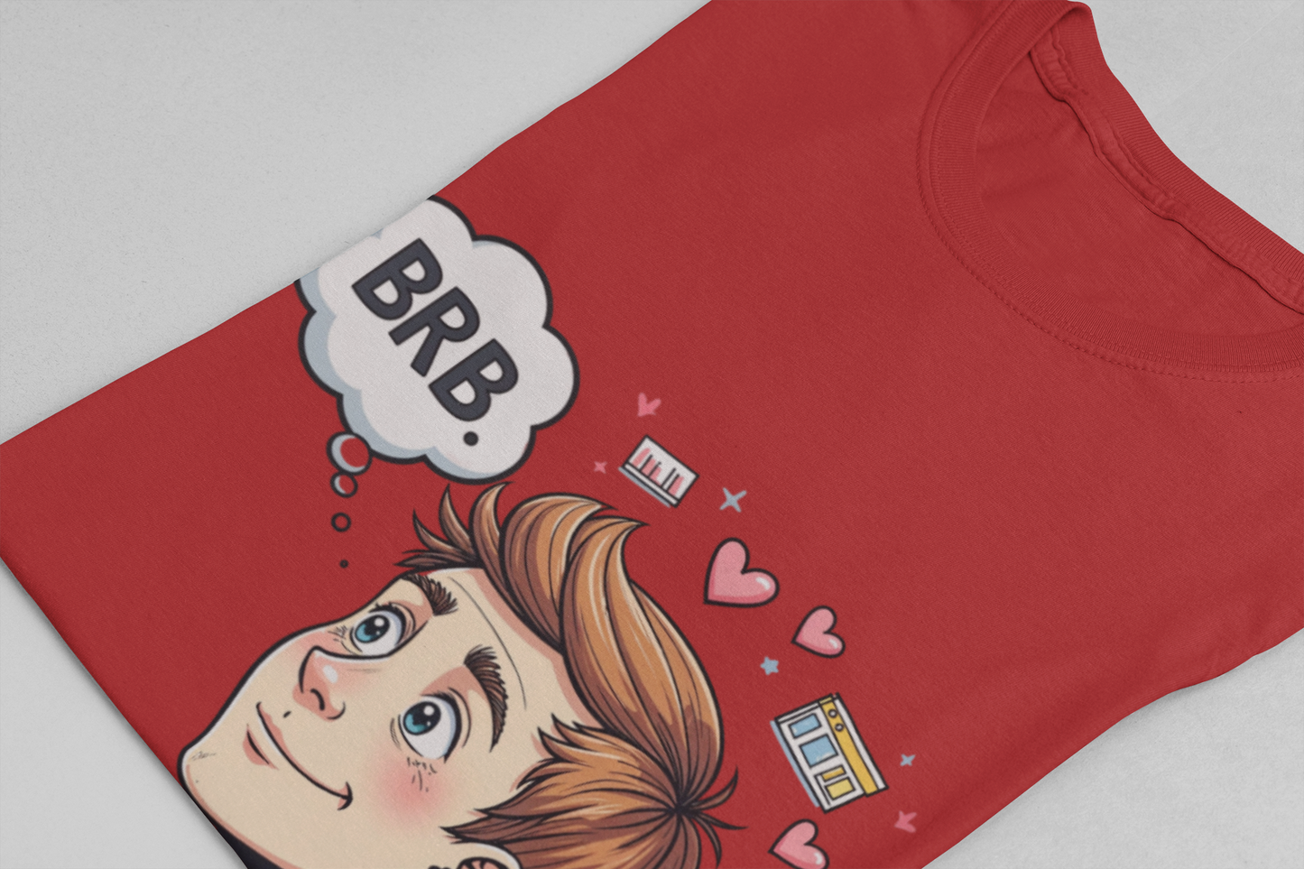 Mentally Checked Out – "BRB" Thought Bubble with Lost Man & Heart Emotions Graphic T-Shirt