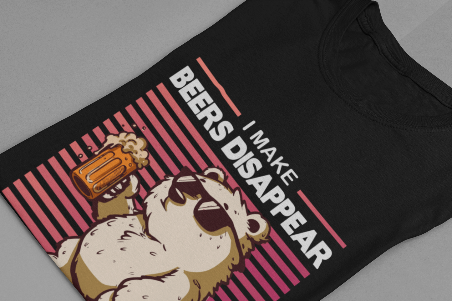 I Make Beers Disappear T-Shirt – Cool Bear With Sunglasses and Beer Funny Graphic Tee