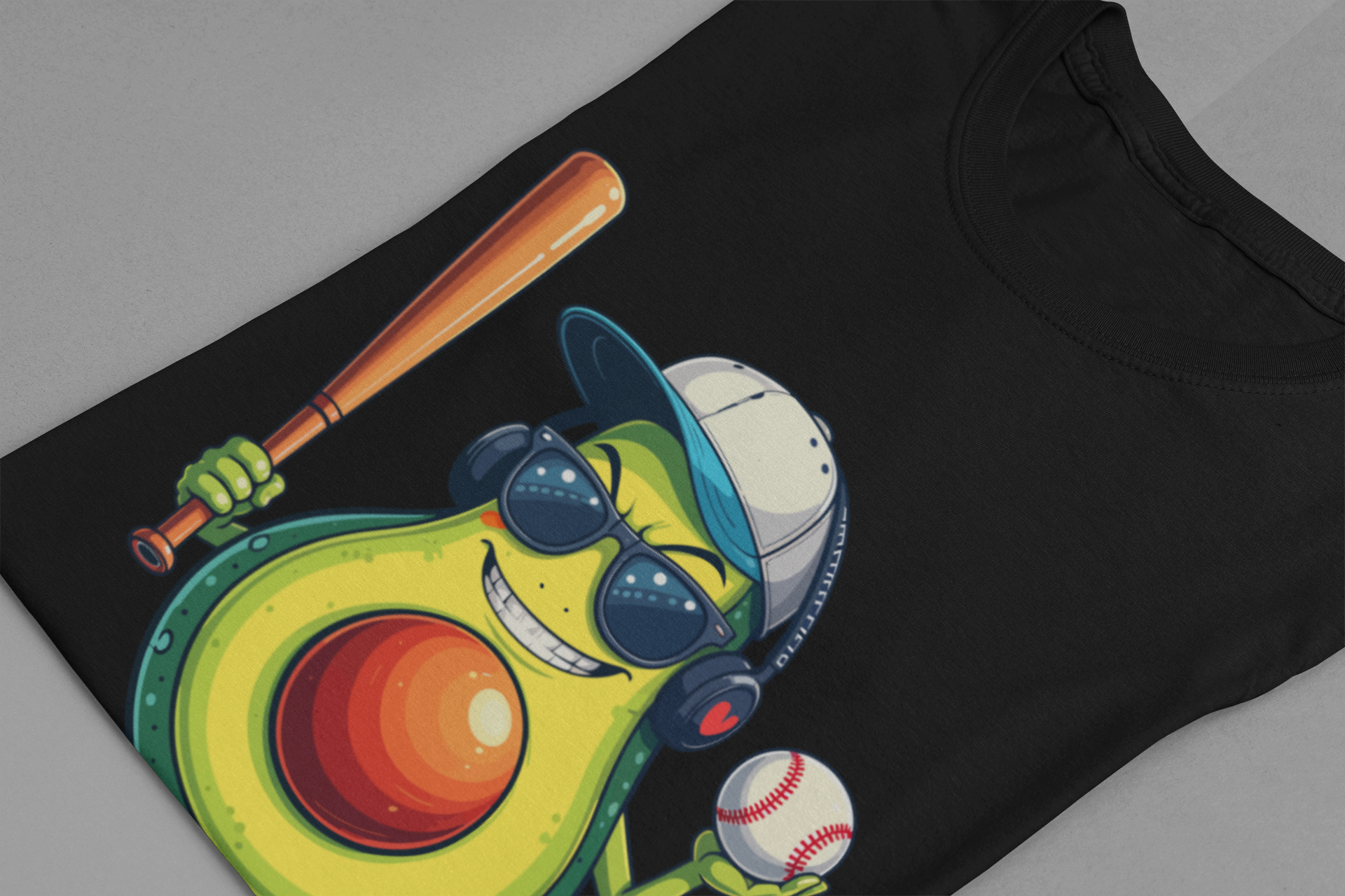 Aggressive Avocado Baseball Mascot Tshirt Bold Sports Fruit Character Design