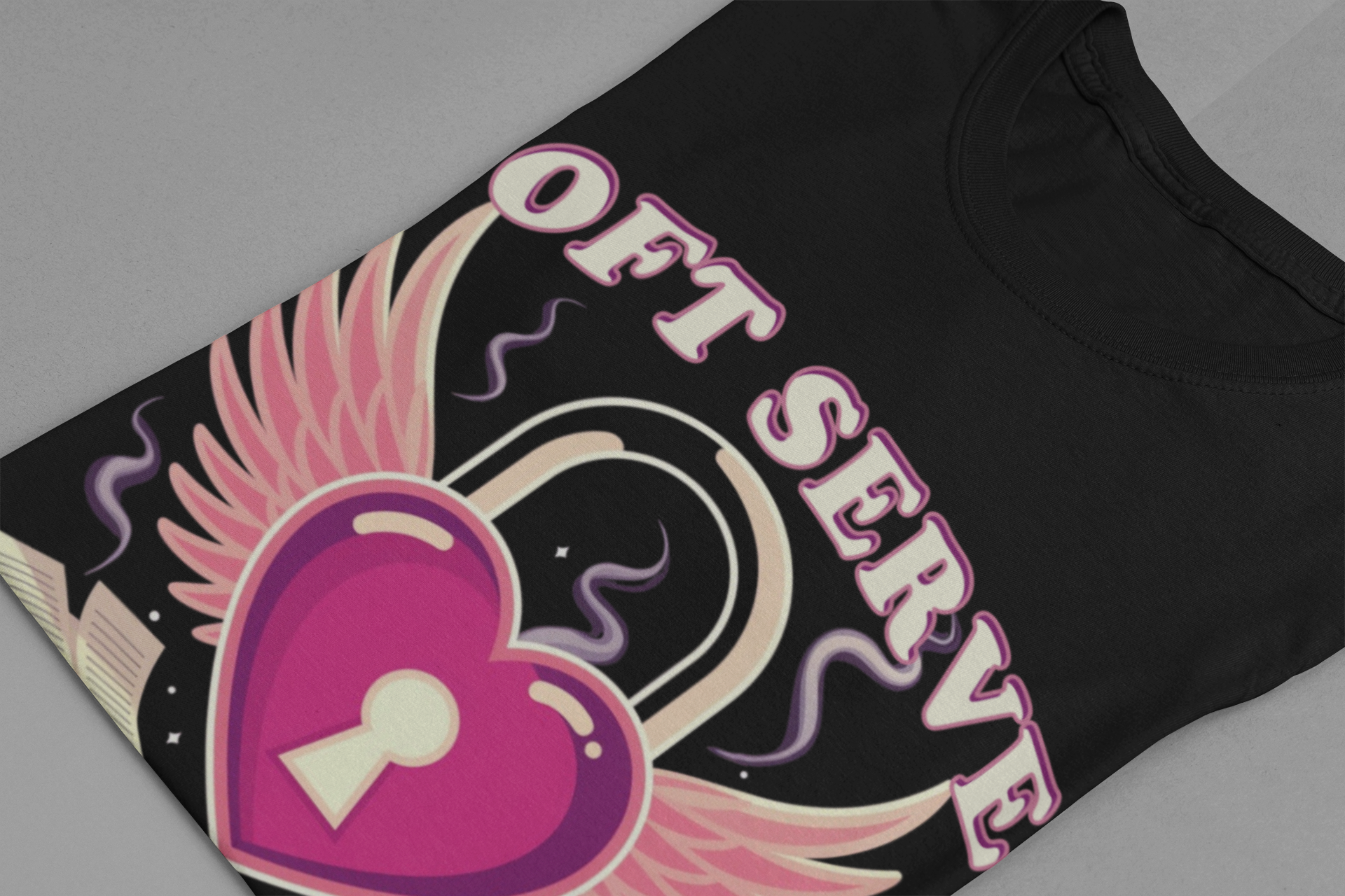 Soft Serve, Sharp Edge | Heart Lock, Wings & Broken Key Graphic T-Shirt