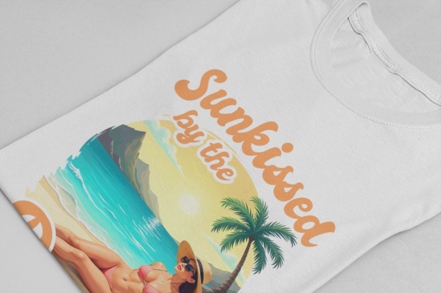 Sunkissed by the Beach – Relaxed Lady on Palm Shore Graphic T-Shirt