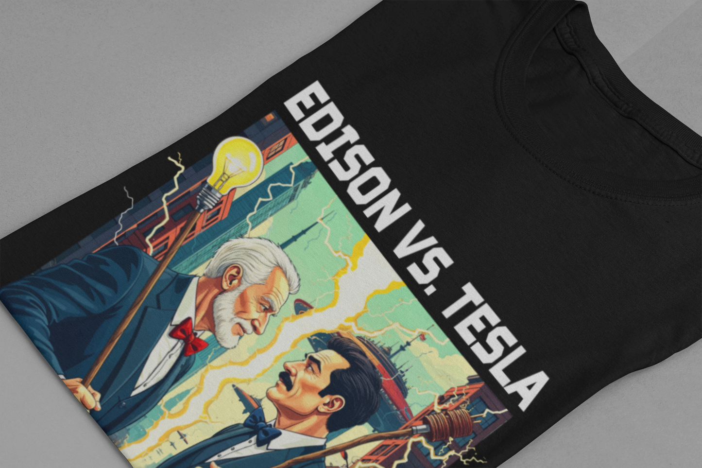 Edison vs Tesla Tee, Inventors Rivalry Shirt, Science History Graphic, Innovation Duel Top, Genius Clash Gift Shirt