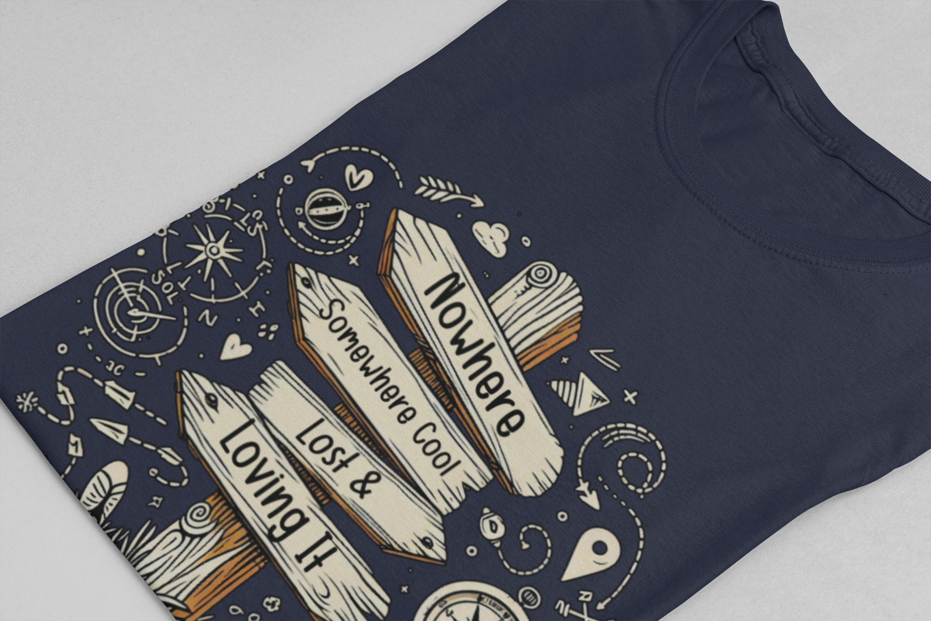 Wander Often, Wonder Always No GPS, No Problem | Direction Adventure Graphic T-Shirt