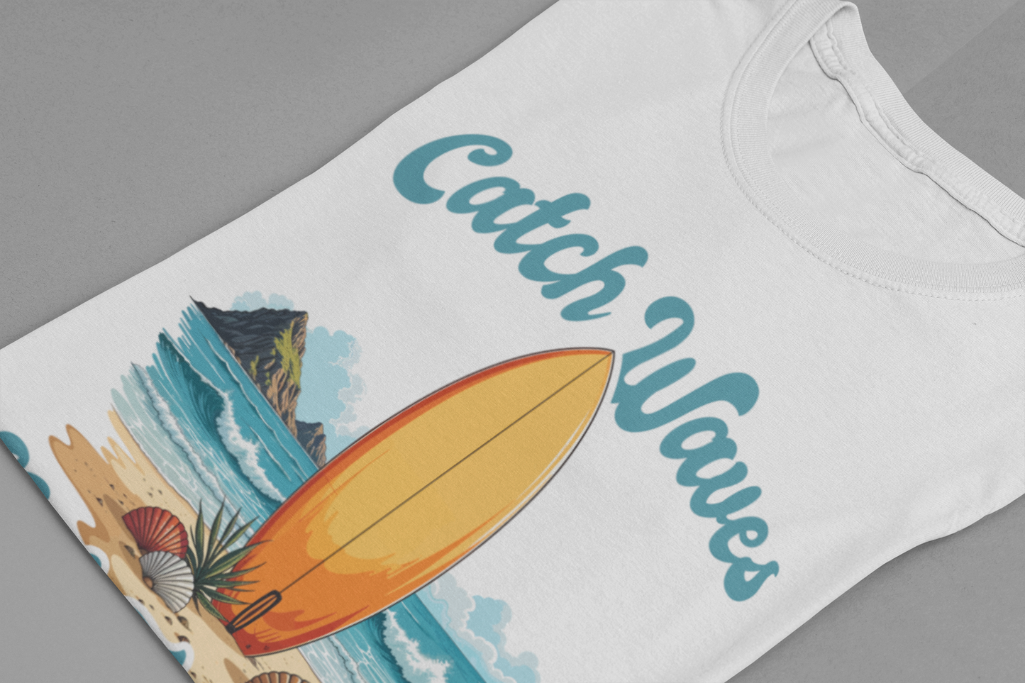 Catch Waves Not Feelings Funny Surf Beach T-Shirt