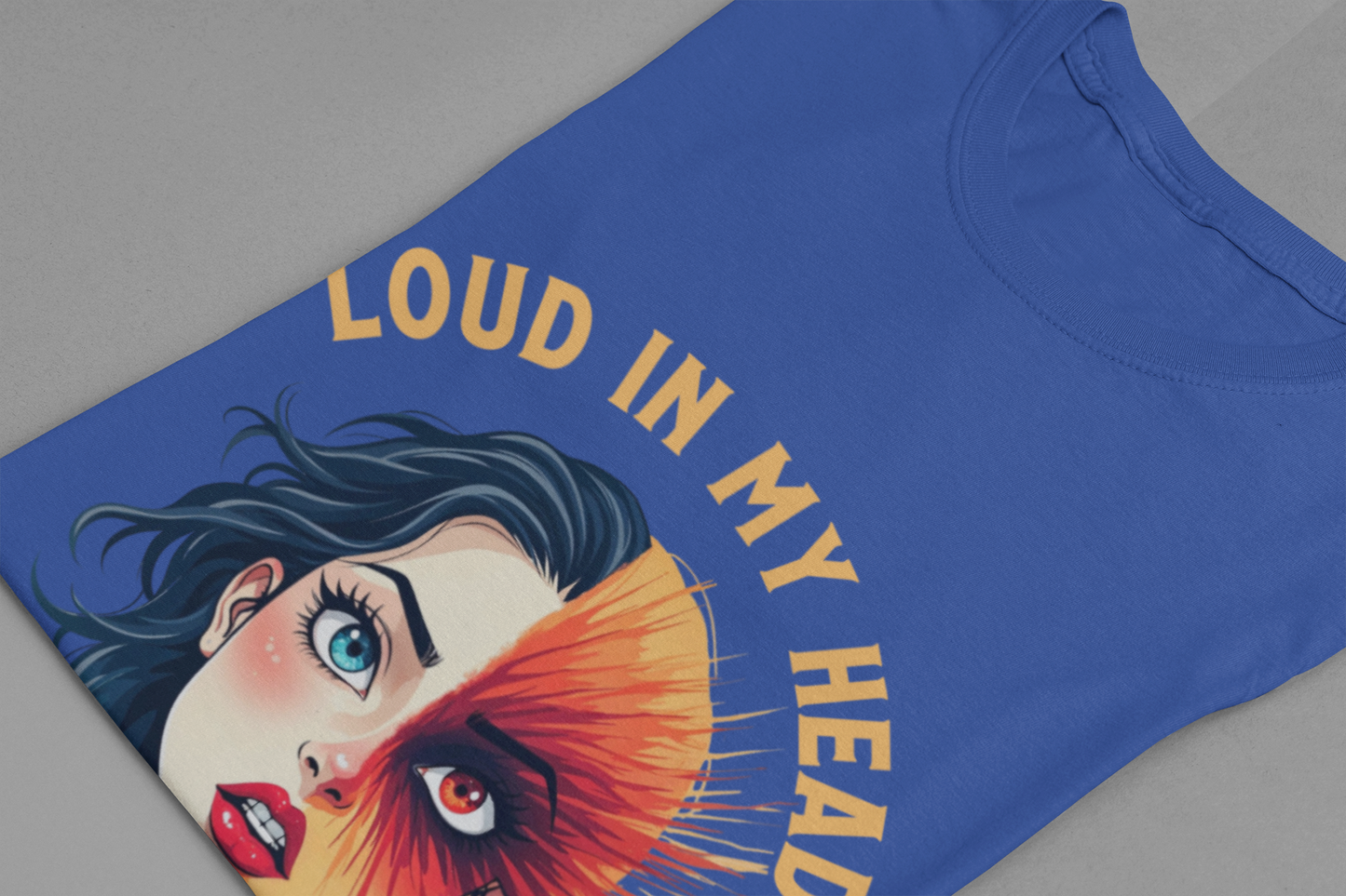 Loud in My Head, Quiet in Real Life – Split Face Puzzled Girl Graphic T-Shirt