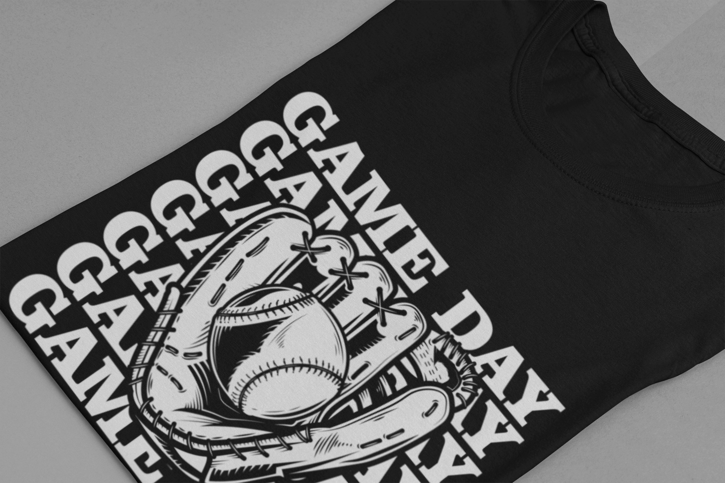 Baseball tshirt - Game Day Baseball Tshirt Baseball Glove and Ball Graphic with Large Game Day Text Background
