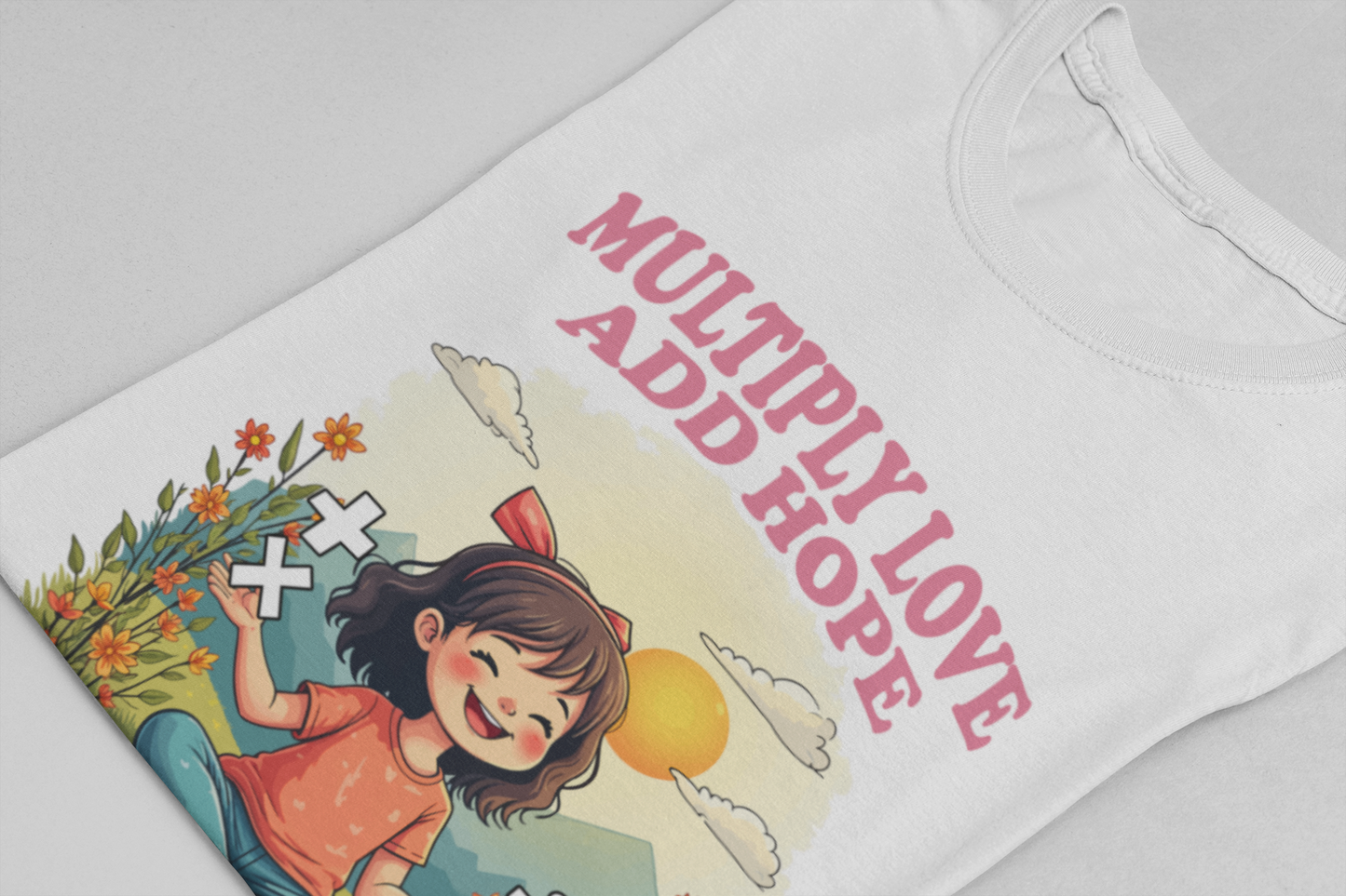 Multiply Love and Hope, End Division and Subtract Fear – Inspirational Math Symbols Kids Tshirt