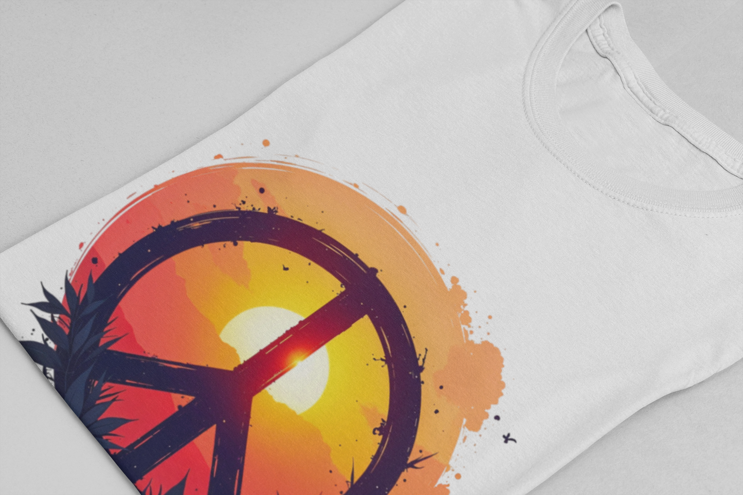Peace Sunset T-Shirt – Retro Peace Sign and Nature Graphic Tee