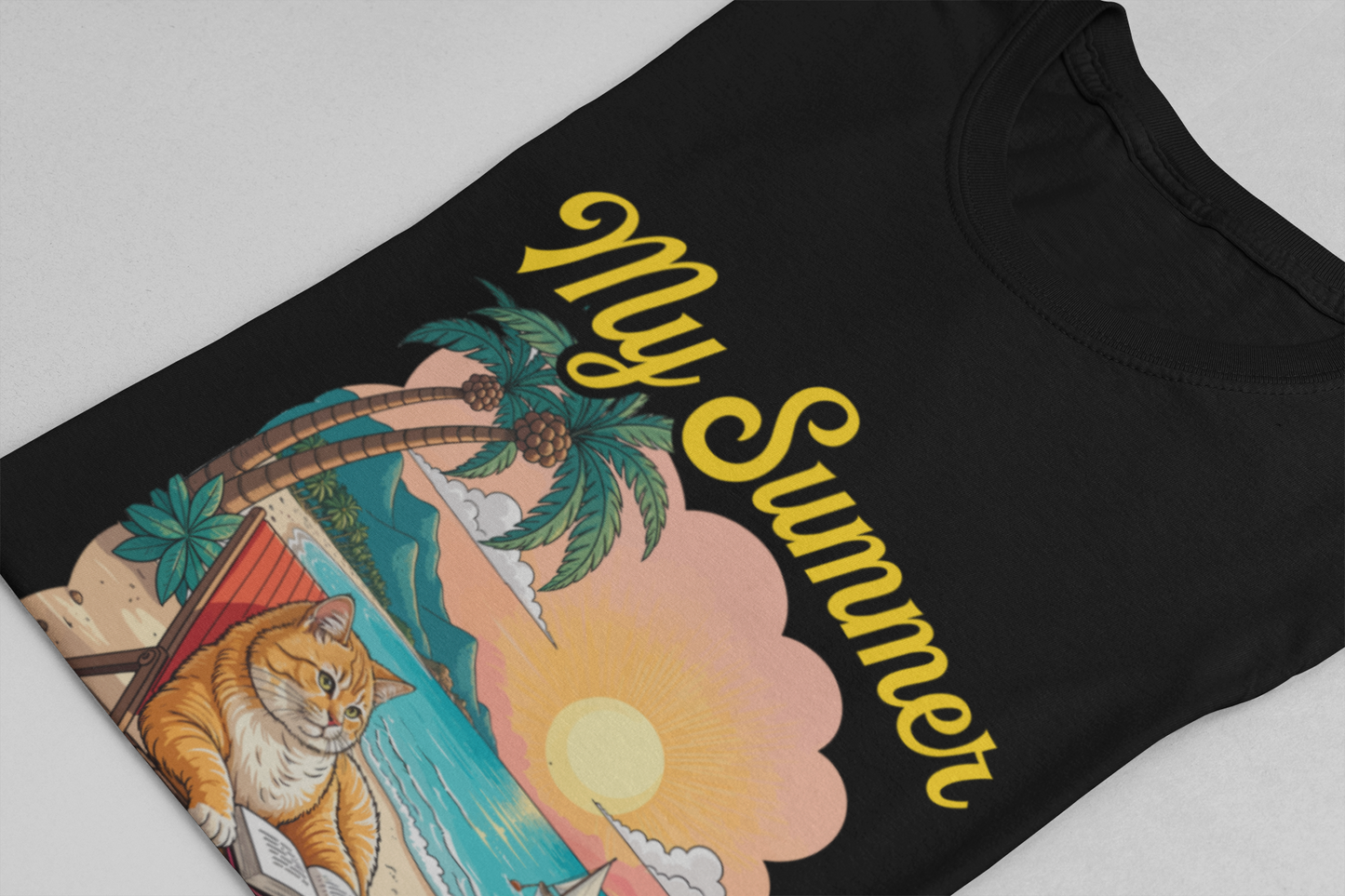 My Summer Is All Booked Tshirt Cat on Beach with books