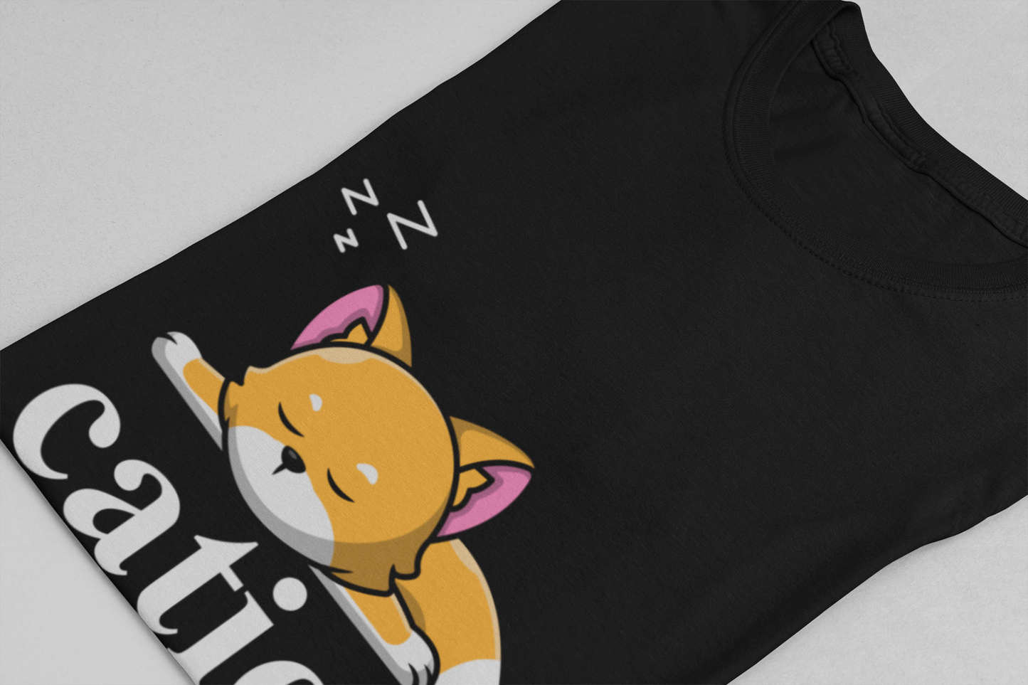 Caution Cat-i-on Tshirt – Lazy Sleepy Cat Chemistry Pun