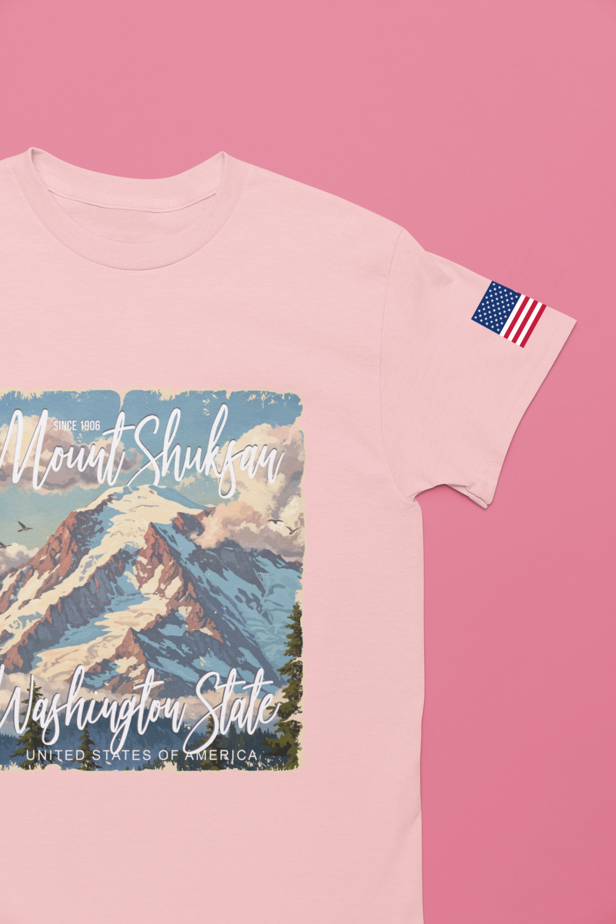 Mount Shuksan Washington State Since 1906 Vintage Travel Poster T-Shirt | North Cascades Hiking Tee | PNW Mountain Shirt