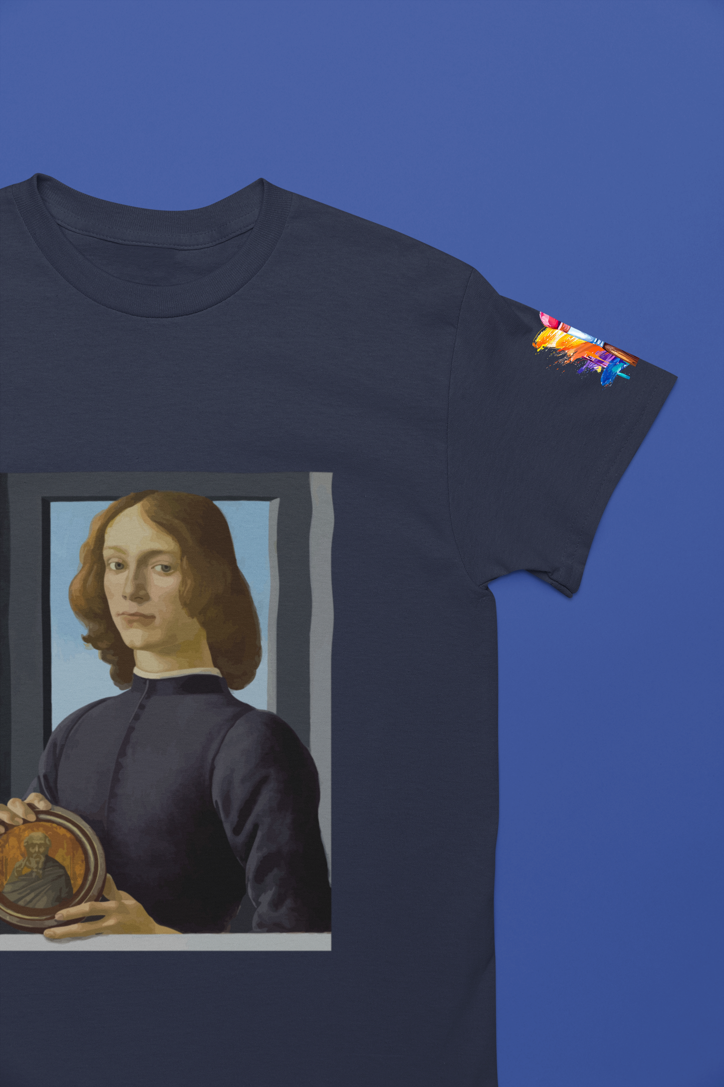 Renaissance Portrait Art T-Shirt – Italian Master Painting with Medallion Graphic Tee