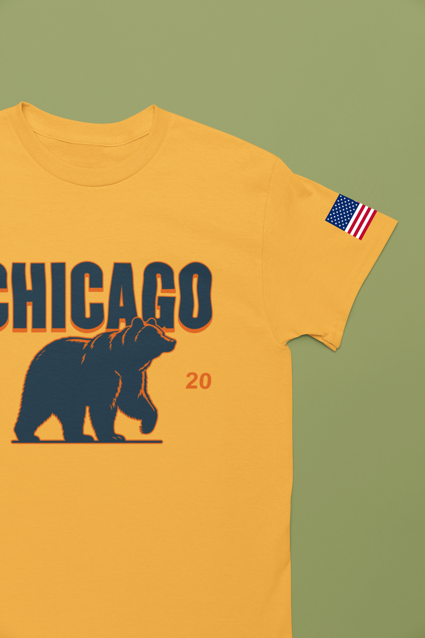 Chicago Bears T-Shirt - Chicago 1920 Orange Navy Blue Bear Mascot Illinois Design