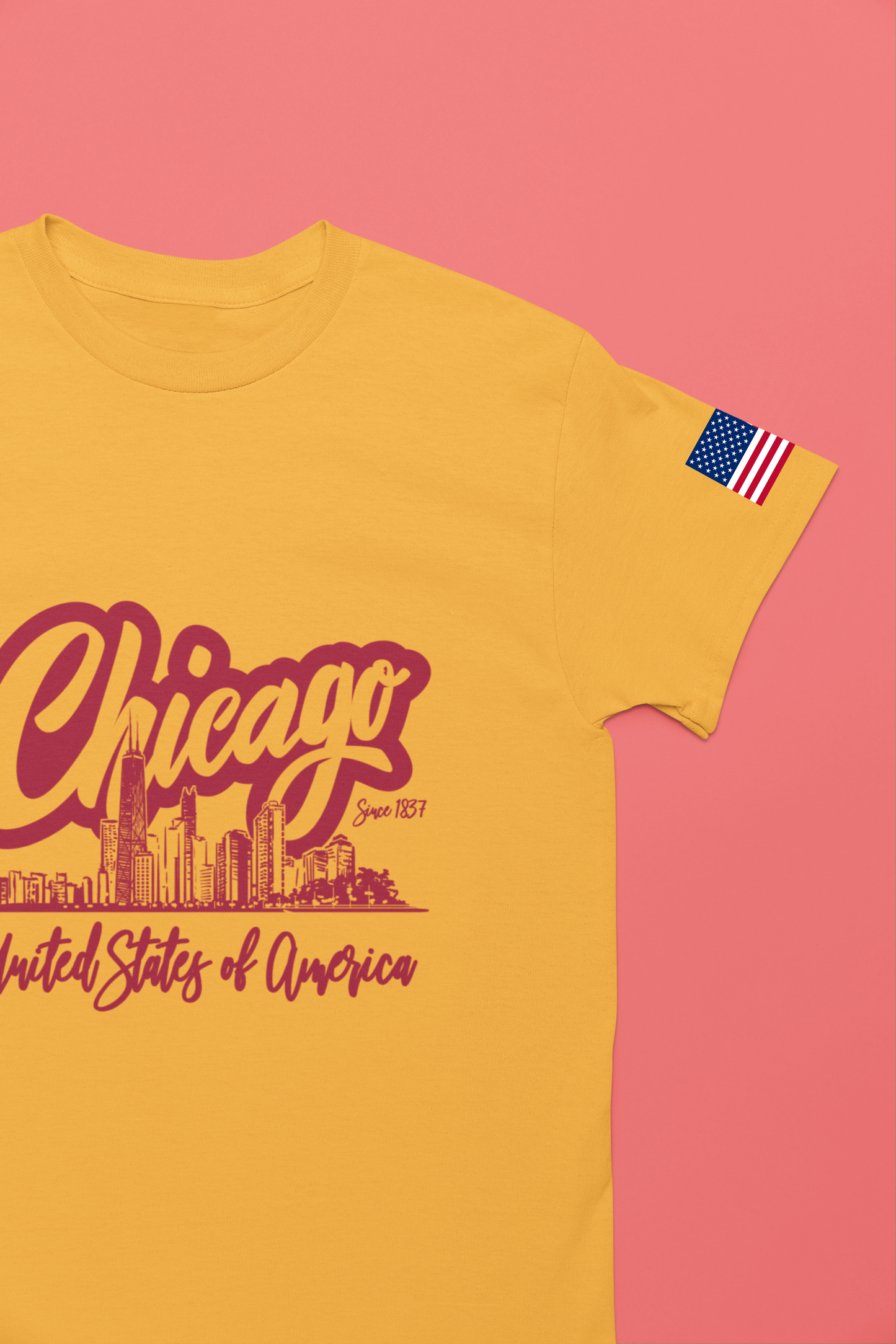 Chicago Since 1837 T-Shirt - Script Illinois United States of America Skyline