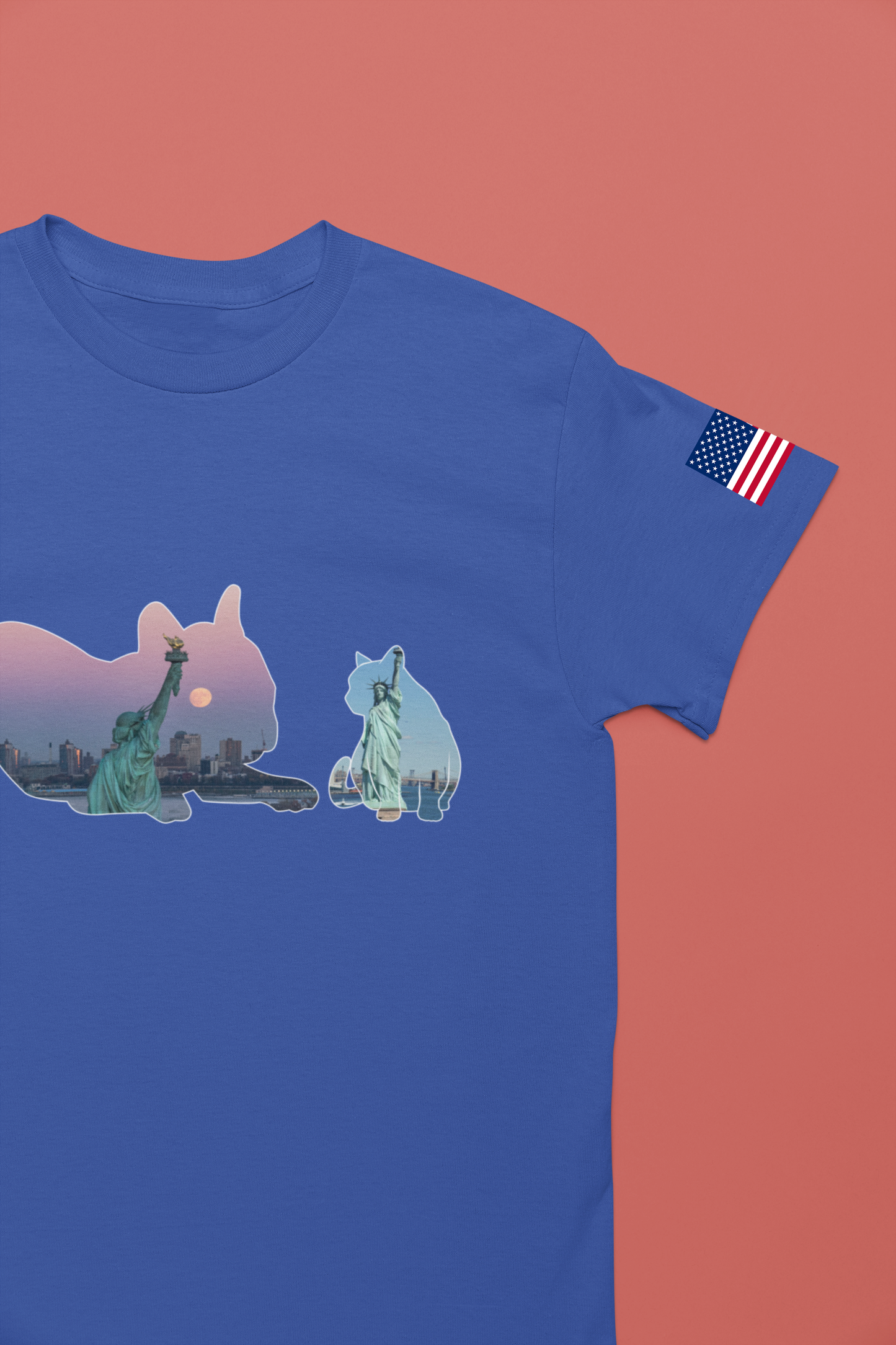 NYC Pets T-Shirt - Cat & Dog Silhouettes with New York City Skyline Brooklyn Bridge