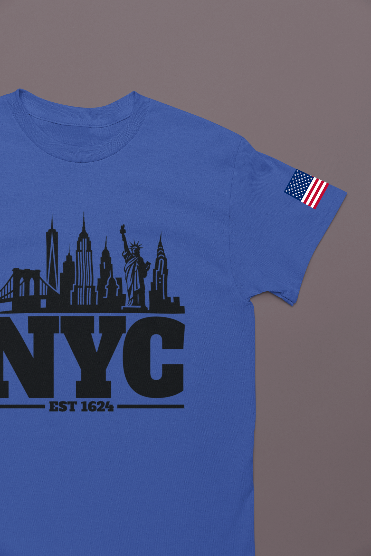 NYC Skyline Silhouette T-Shirt - Black & White New York City Est 1624 Minimalist