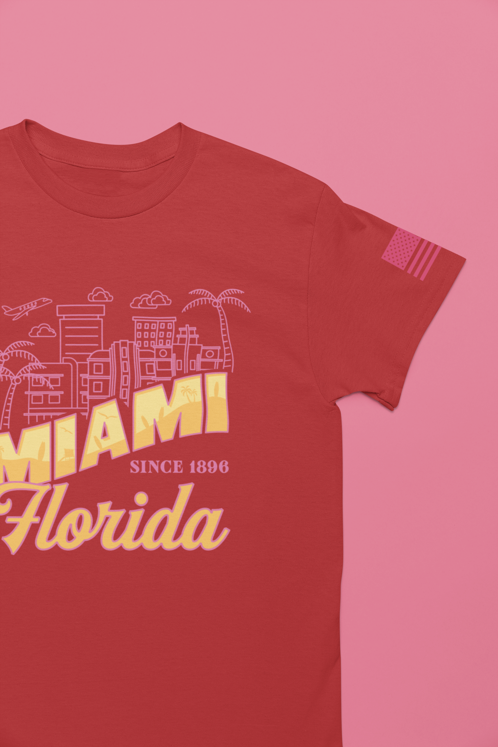 Miami Since 1896 Florida T-Shirt – Art Deco Skyline Line Art Graphic Tee