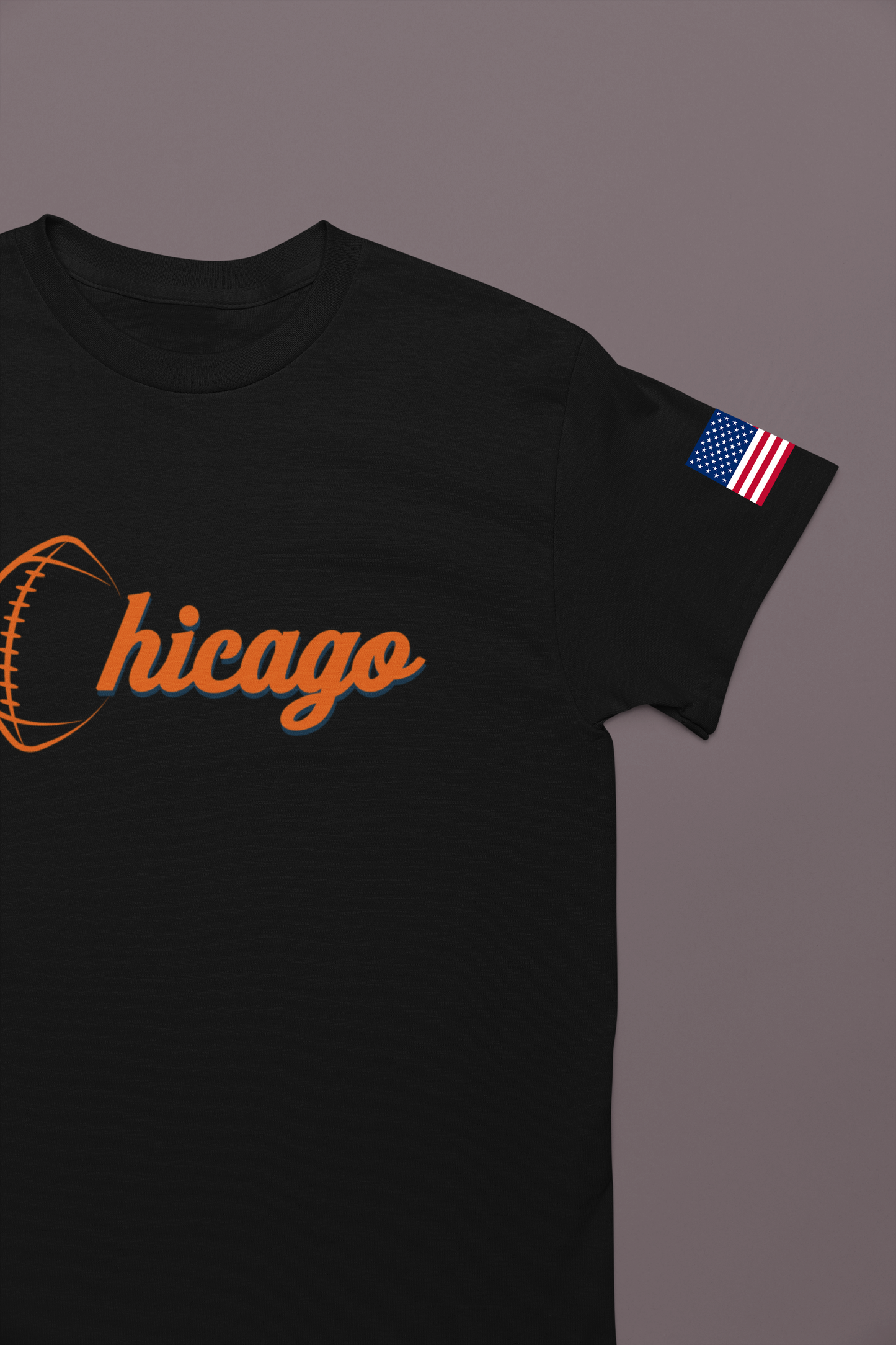 Chicago Football T-Shirt - Simple Orange Script C Bears Colors Minimalist Design
