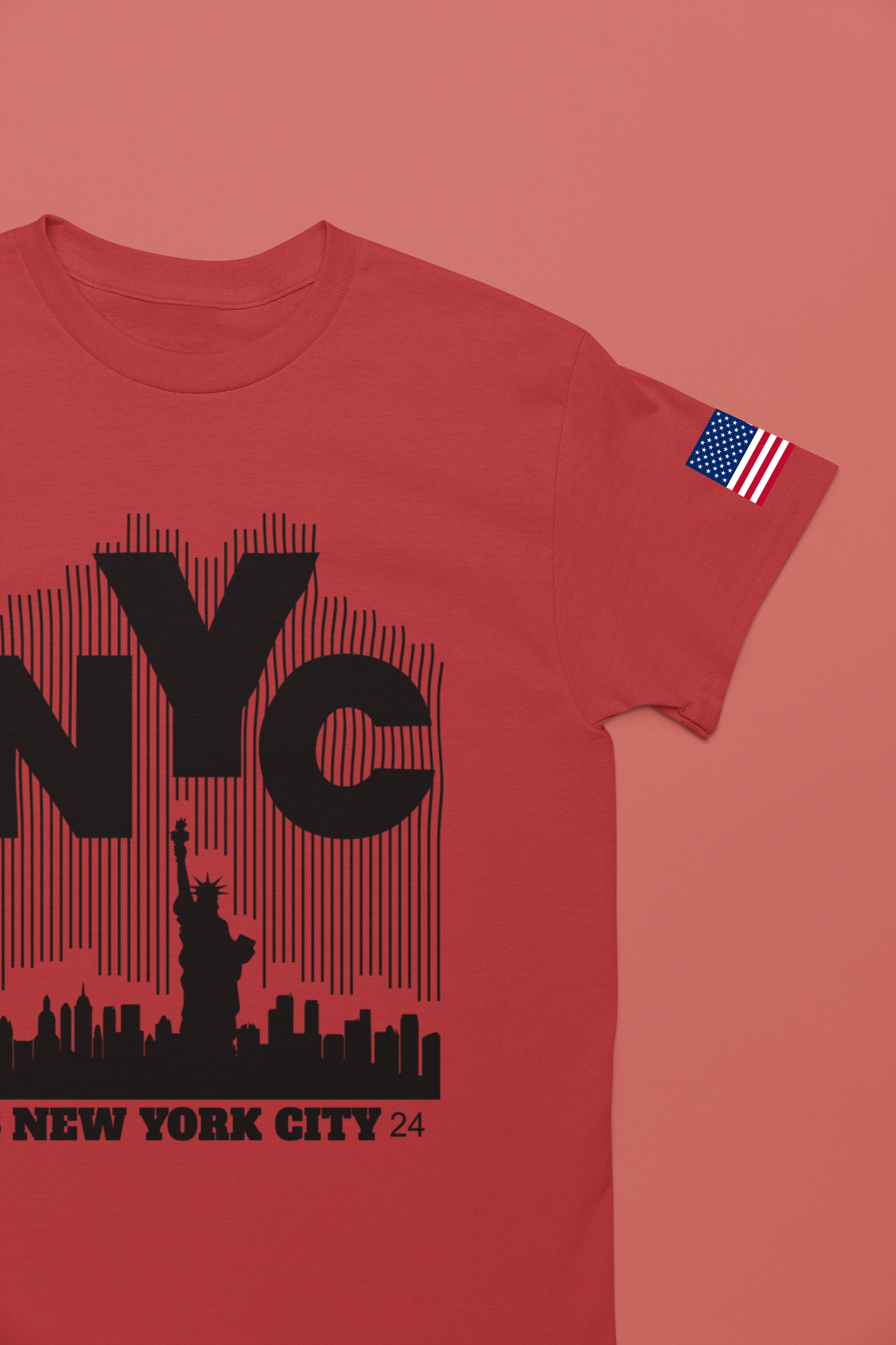 NYC Barcode T-Shirt - Modern New York City 1624 Minimalist Stripe Design