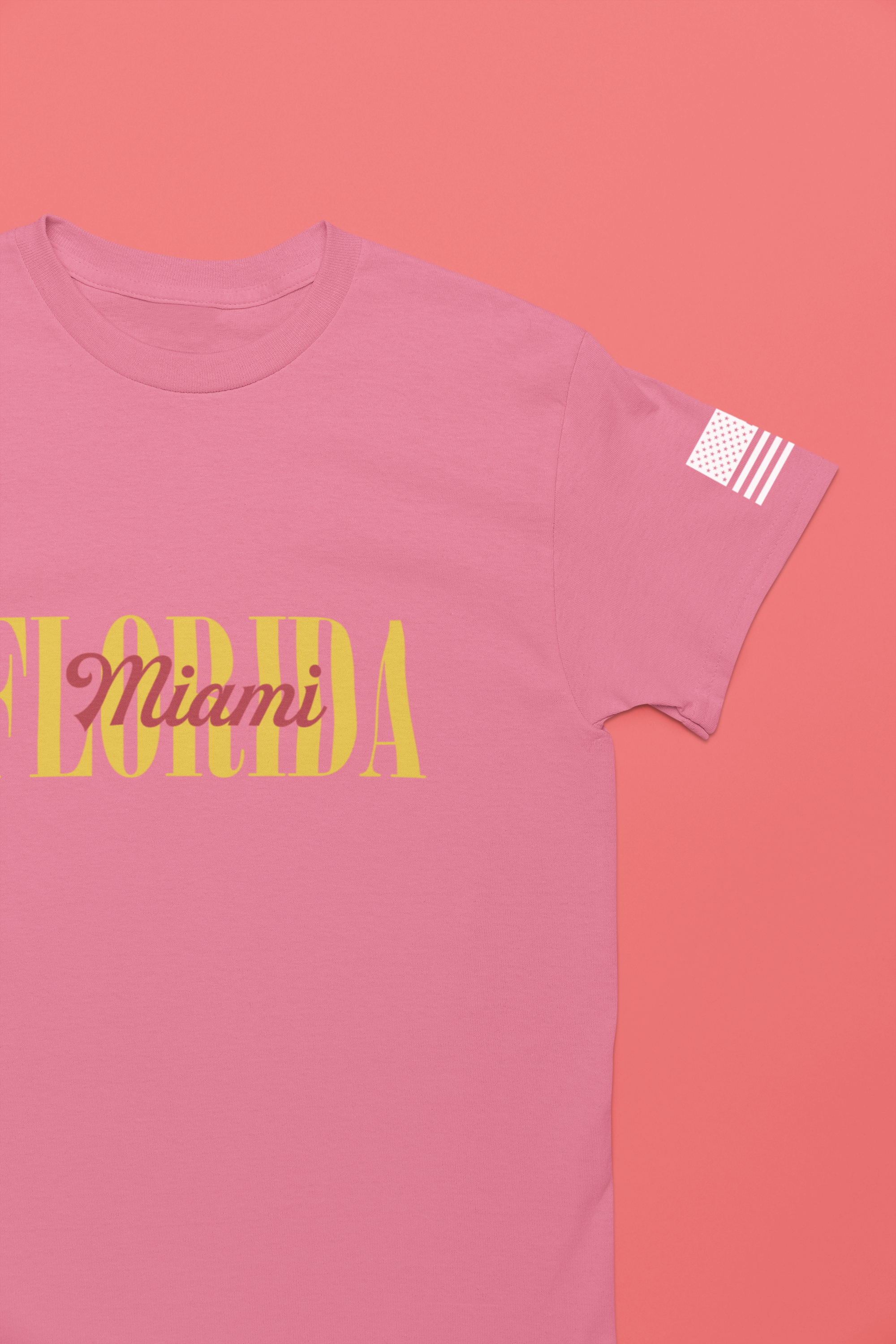 Florida Miami T-Shirt – Bold Layered Gold Typography Graphic Tee
